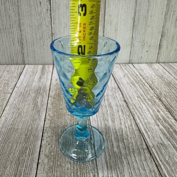 Vtg EAPG Bryce Brothers Style Shot Glass Diamond Quilted Aqua Blue Glass 4" Tall - Picture 10 of 11